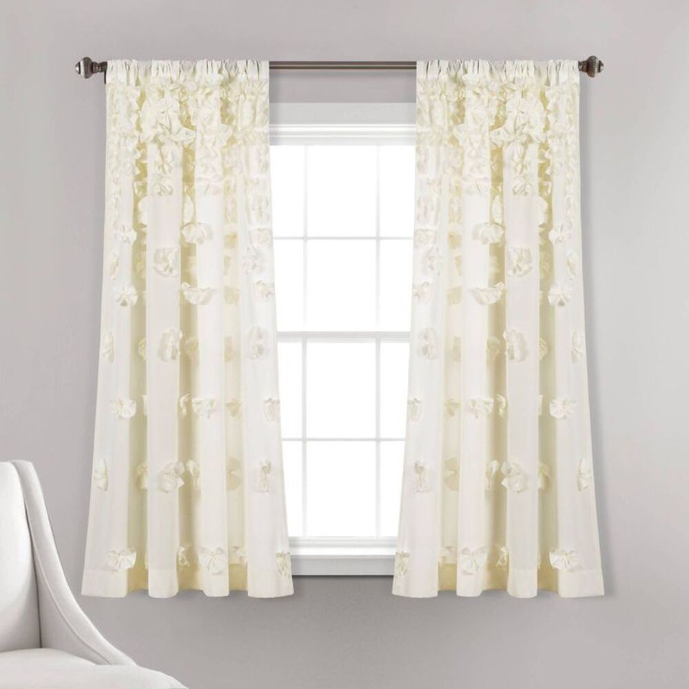 Lush Décor Riley 63"x54" Vintage Microfiber Window Curtains 2pk - Ivory